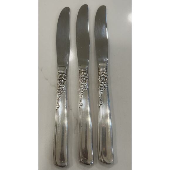 Oneida Other - Vtg Oneida Prestige Gay Adventure 1955 Silver Plated MCM Set Of 3 Dinner Knives